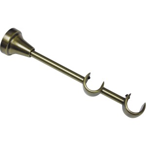 Gardinia Doppelträger offen, Messing-Antik, für zwei Gardinenstangen. Stilvolle Fensterdekoration.