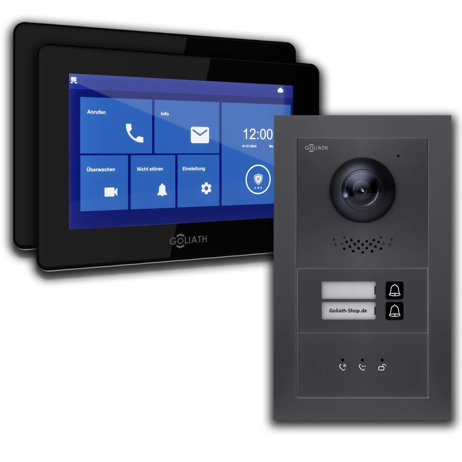 Goliath Basic Line 2-Familienhaus Video Türsprechanlage Monitor Schwarz - A günstig online kaufen