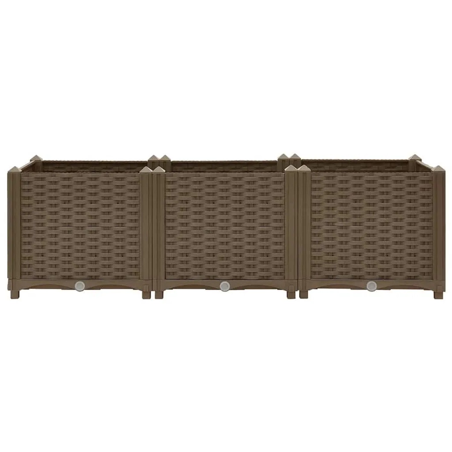 Braunes furnicato Hochbeet aus Polypropylen, 120x40x38 cm, mit geflochtener Optik.