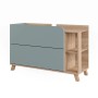 Vicco Waschbeckenunterschrank Karen, Sonoma/Blau, 100 cm breit, mit 2 Türen und Schubladen.