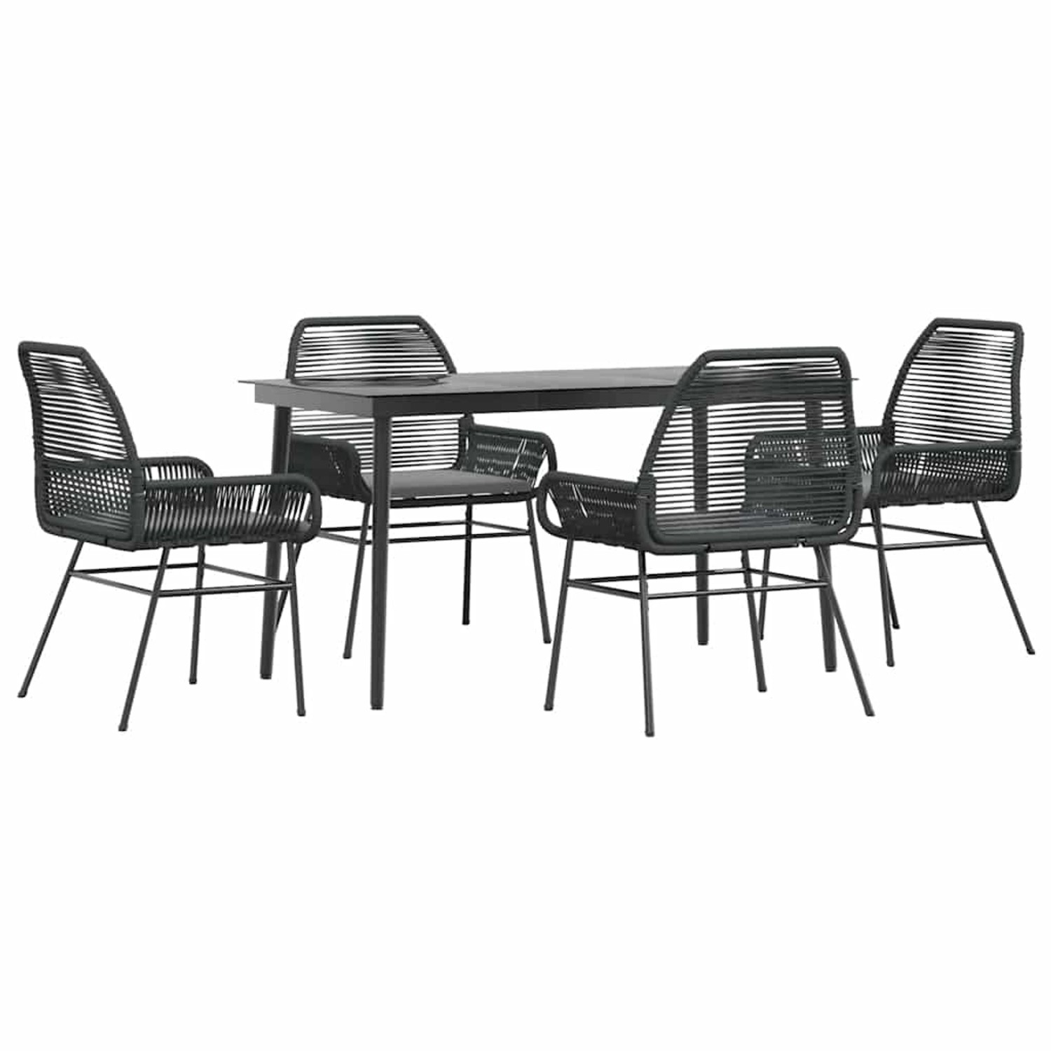 vidaXL 5-Tlg Garten-Essgruppe mit Kissen Schwarz Poly Rattan Glas 3334466 günstig online kaufen