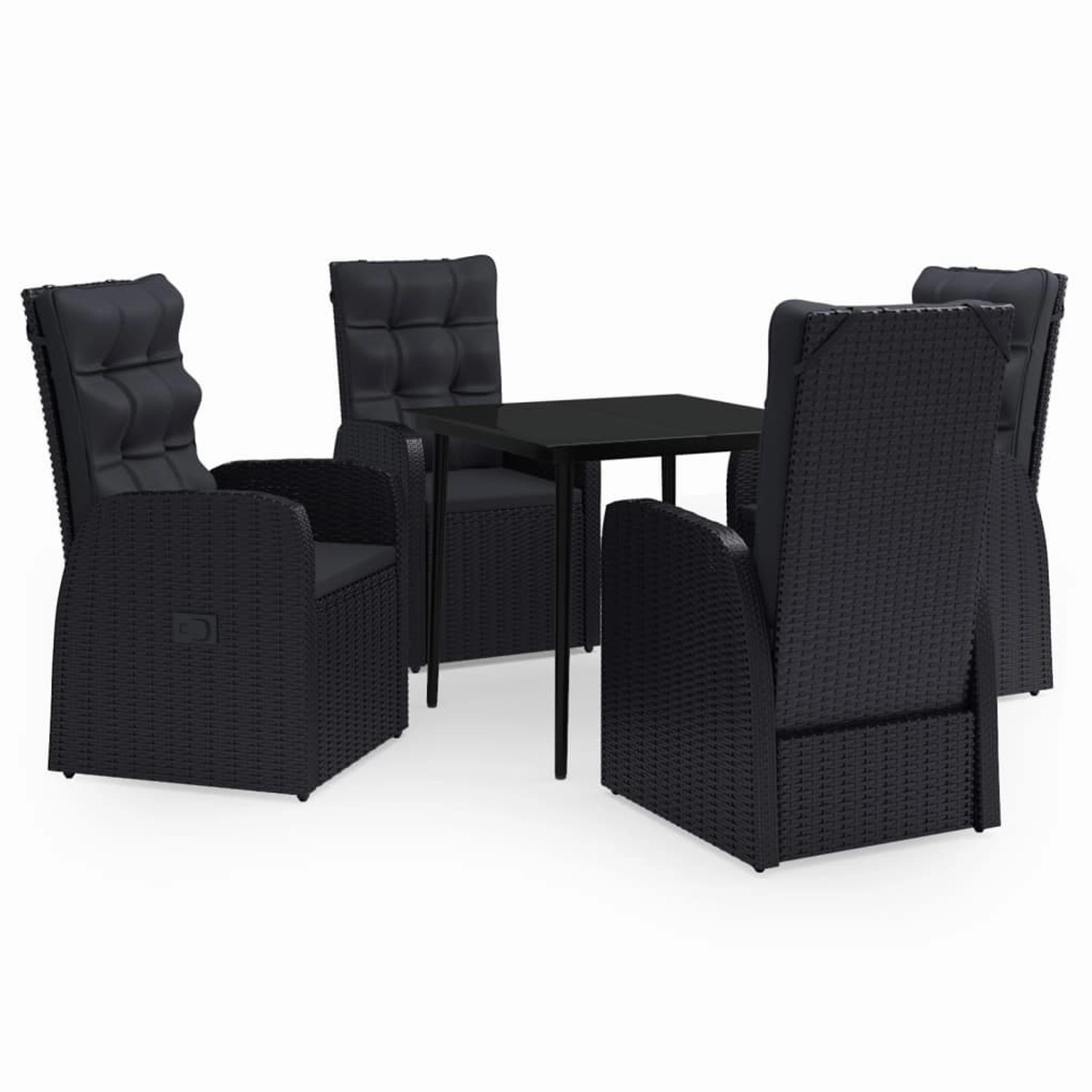 vidaXL 5-Tlg Garten-Essgruppe mit Kissen Schwarz 3099492