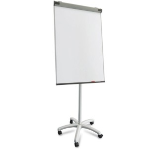 Mobiles KARAT Flipchart Piranha PRO mit Rollenfuß und Papierhaltern, höhenverstellbar.