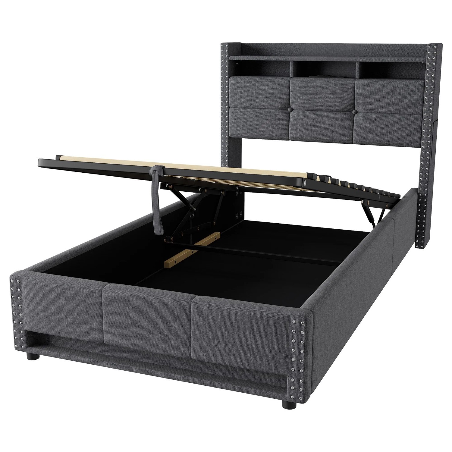 okwish Polsterbett mit Elegantes Design Polsterkopfteil Schlafzimmer mit Matratze 90x200cm Grau