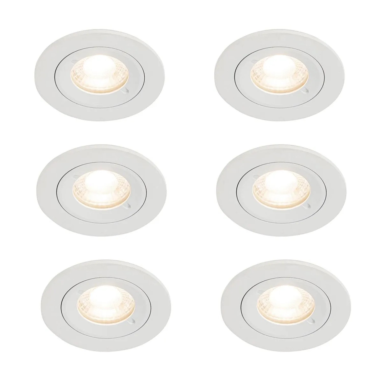 QAZQA Set mit 6 Weißen Runden Einbauleuchten GU10 50 mm IP44 Xena