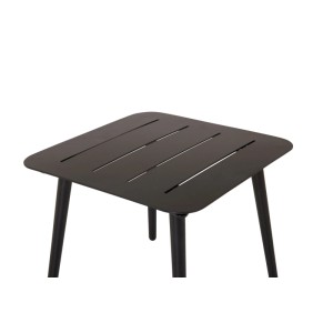 Schwarzer ebuy24 Lina Beistelltisch, quadratischer Gartentisch mit Lamellen.