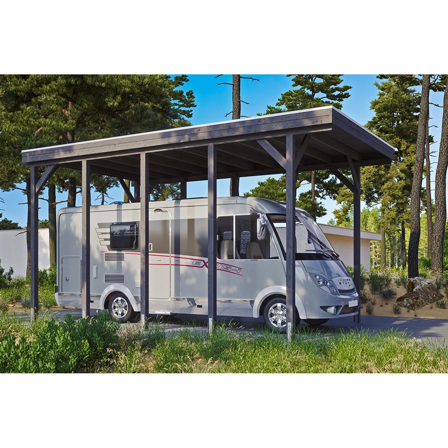 Carport Friesland Caravan Schiefergrau 397 x 708 cm