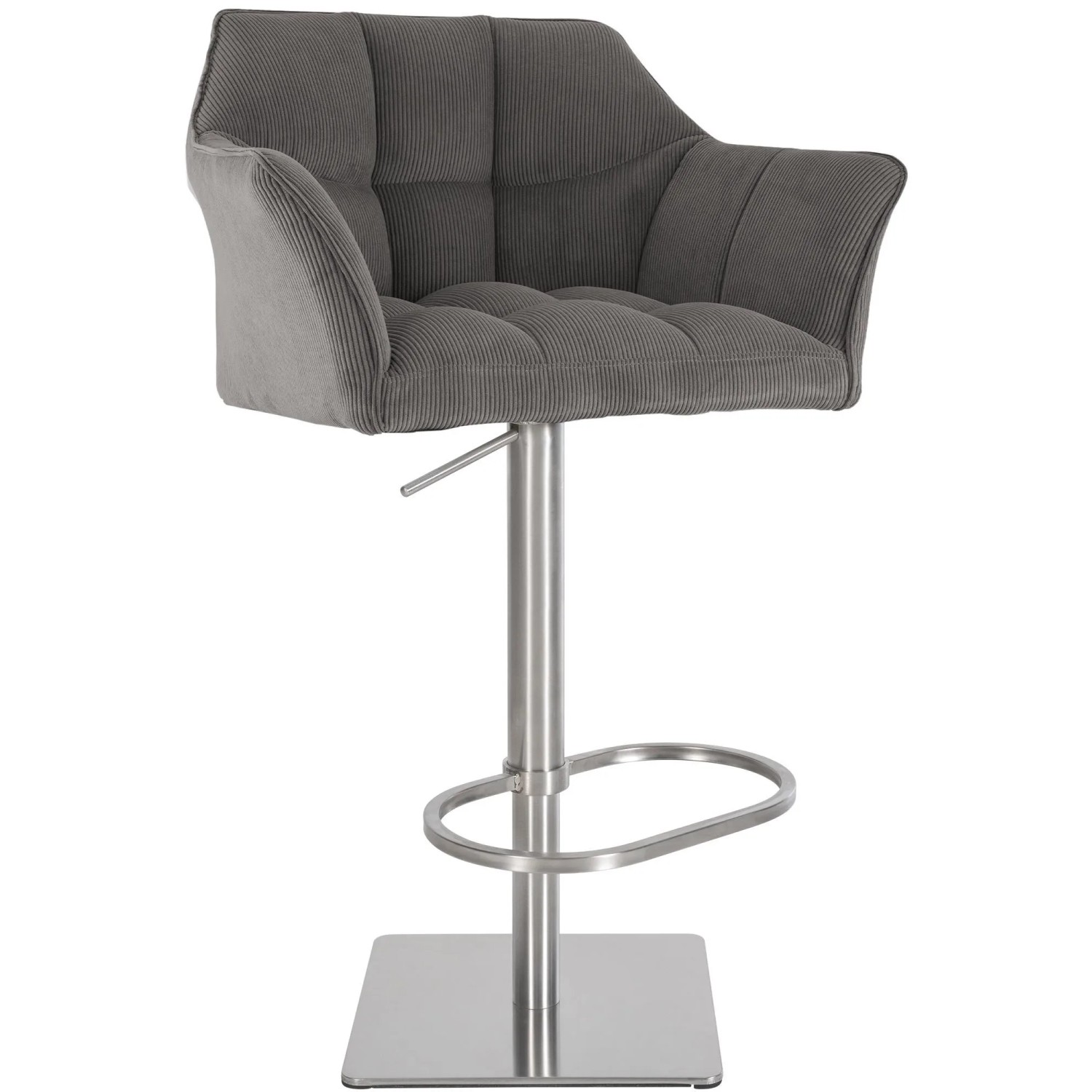 DELUKE Barhocker SIHAR Cord Taupe 64x45x88cm Silber Barstuhl Mit Lehne Tresenhocker Tresenstuhl