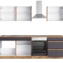 Held Möbel Küchenzeile Turin 240 cm in Graphit- und Wotaneiche-Optik mit E-Geräten.