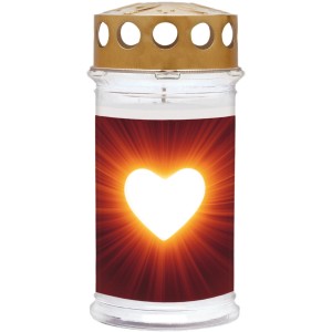 Motiv-Grablicht Ambrosius mit Herz-Motiv, Brenndauer 5 Tage, wetterfest.