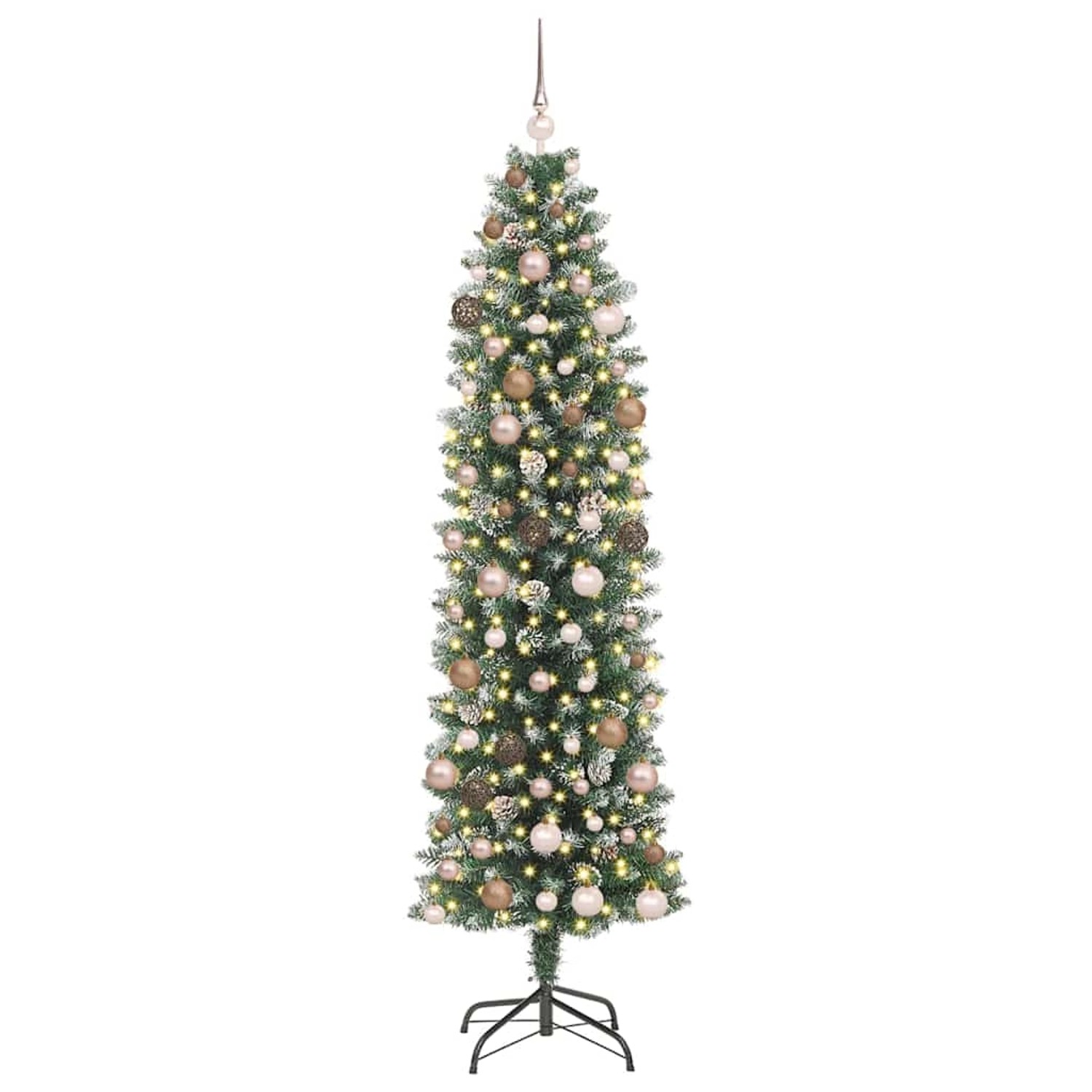 vidaXL Künstlicher Schlanker Weihnachtsbaum mit 300 LEDs Grün 210 cm 3395303