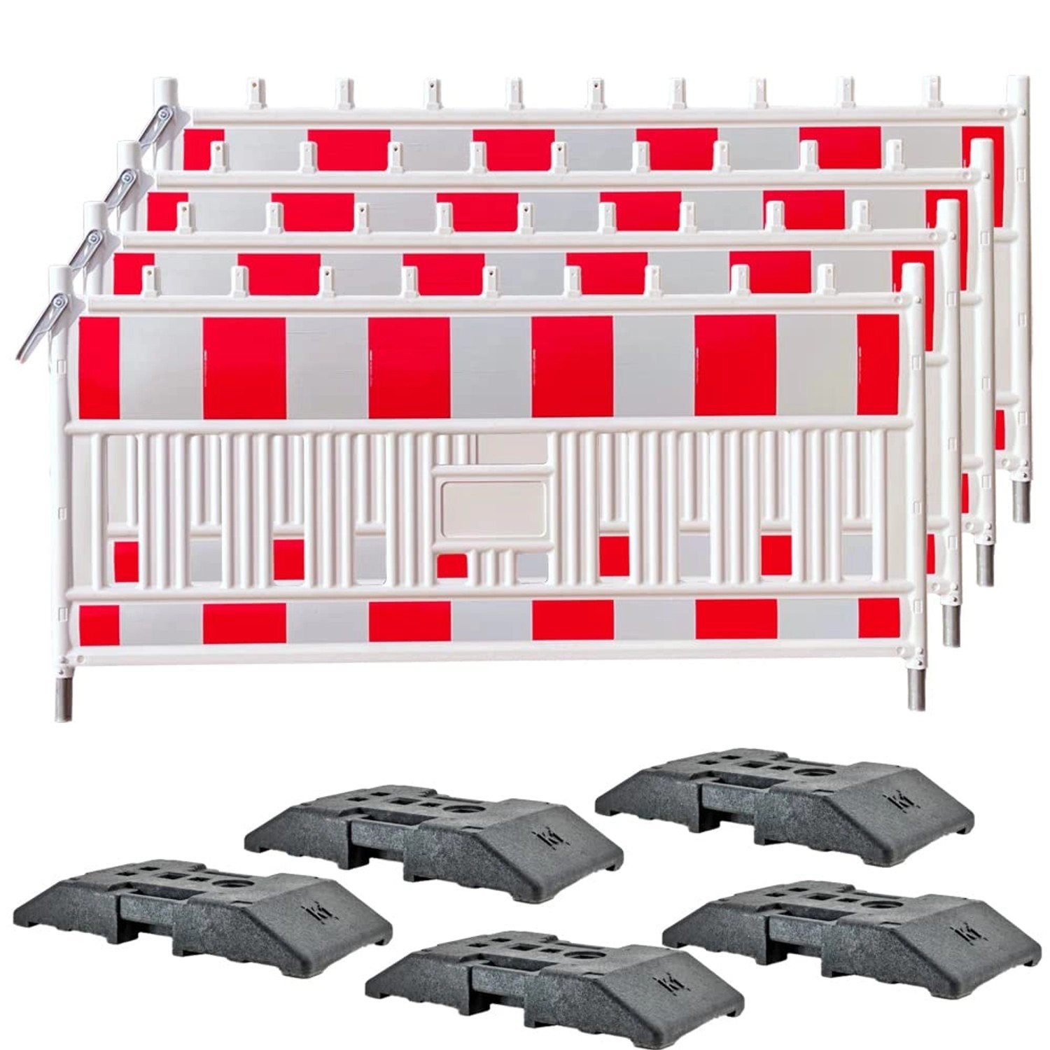 UvV Hekke TL Schrankenzaun Set 4 x 2m + 5 K1 Fußplatten Profi Baustellen Ab günstig online kaufen