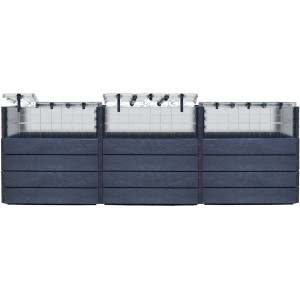 Garantia Hochbeet-System U Turbo Plus Ergo Quadro 80x240x160 cm Stone mit Frühbeetabdeckung.