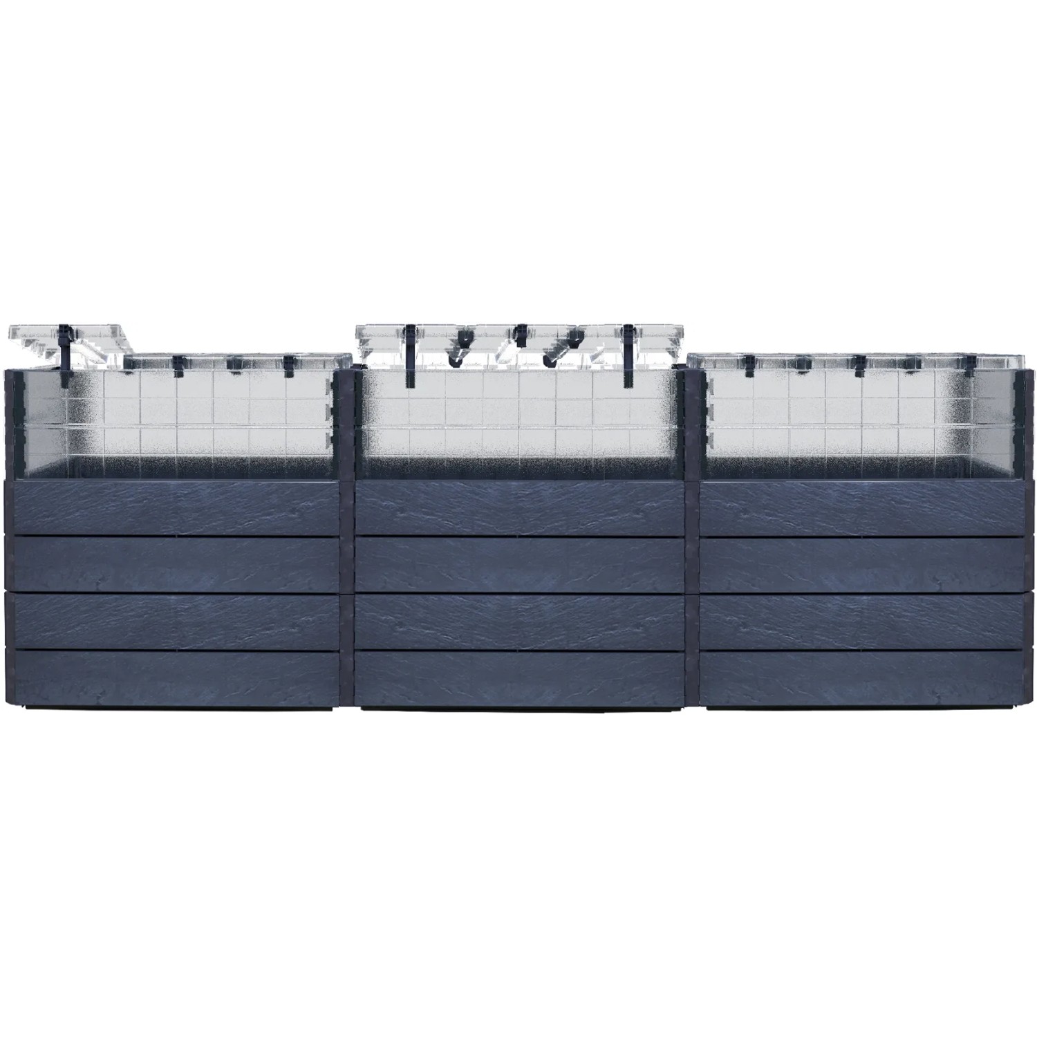 Garantia Hochbeet-System U Turbo Plus Ergo Quadro 80x240x160 cm Stone mit Frühbeetabdeckung.