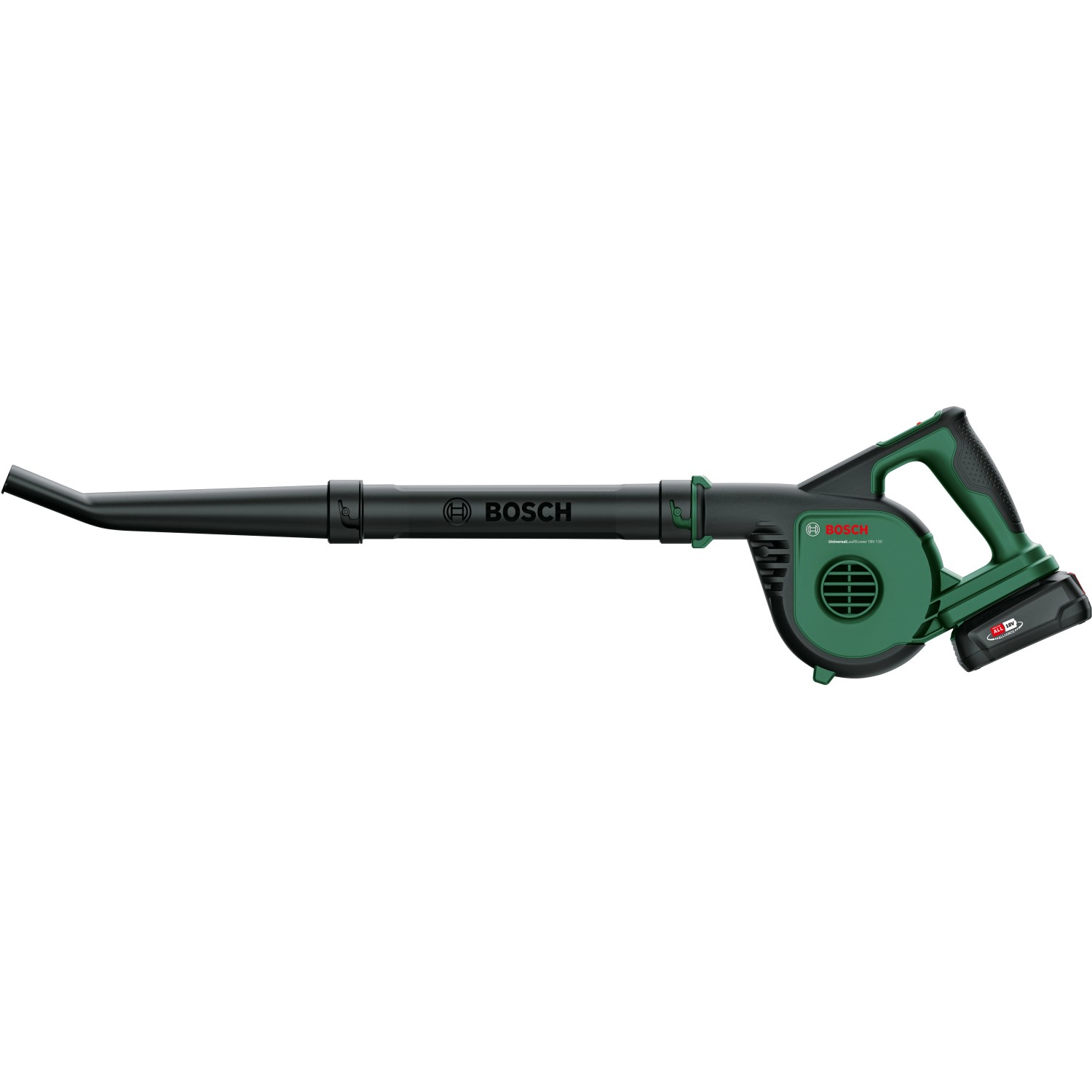 Bosch Akku-Laubbläser UniversalLeafBlower 18V-130 mit Akku und Ladegerät.