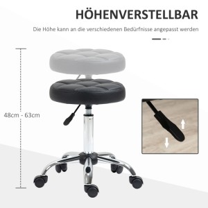 Vinsetto Höhenverstellbarer Arbeitshocker Drehbar Ø35 5 x 51-67 cm