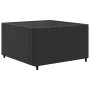 Schwarzer vidaXL Couchtisch aus Polyrattan mit Glasplatte, Teil des Garten-Lounge-Sets.