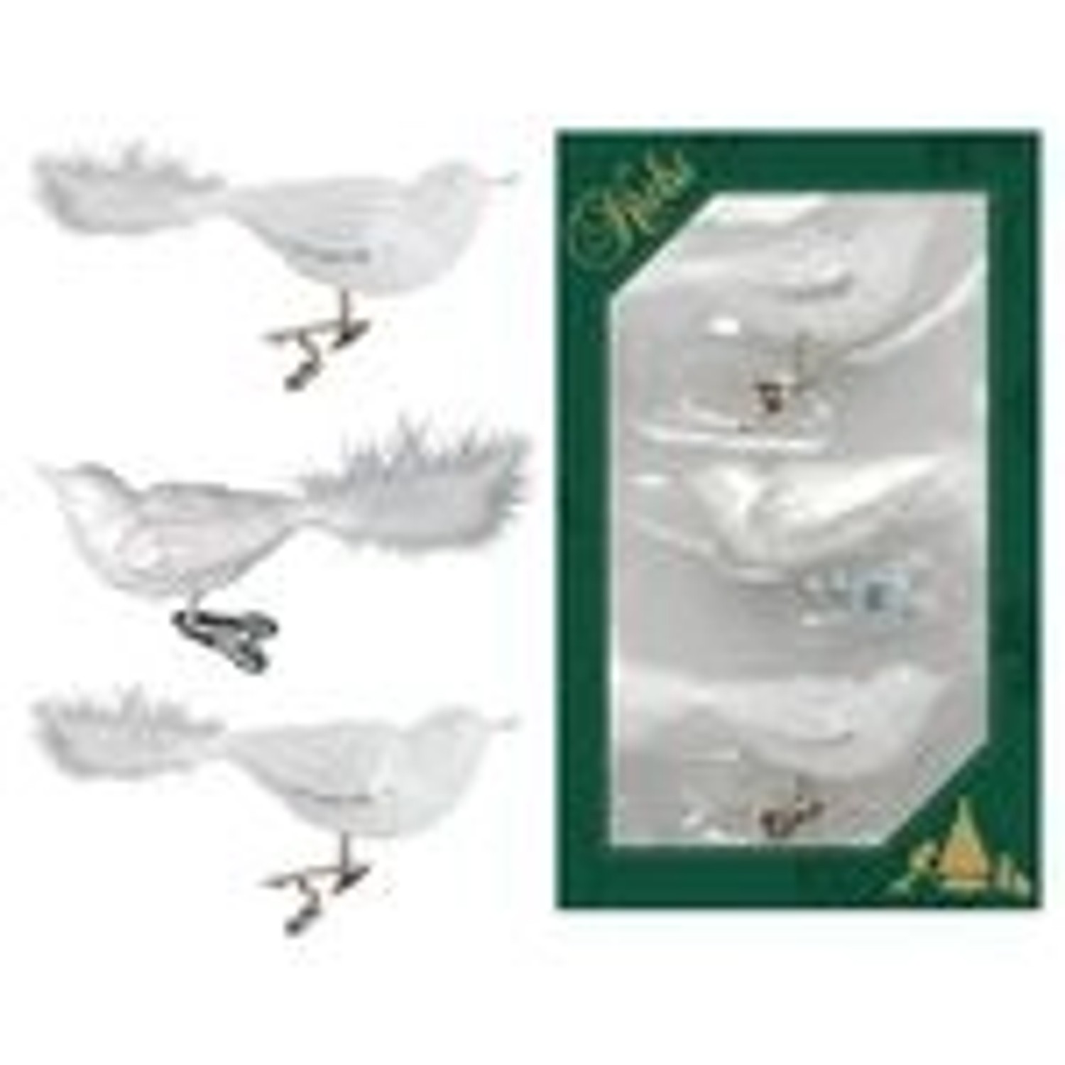 Krebs Glas Lauscha GmbH Christbaumschmuck Glas Vögel Clip 11 cm 3 Stück Weiß