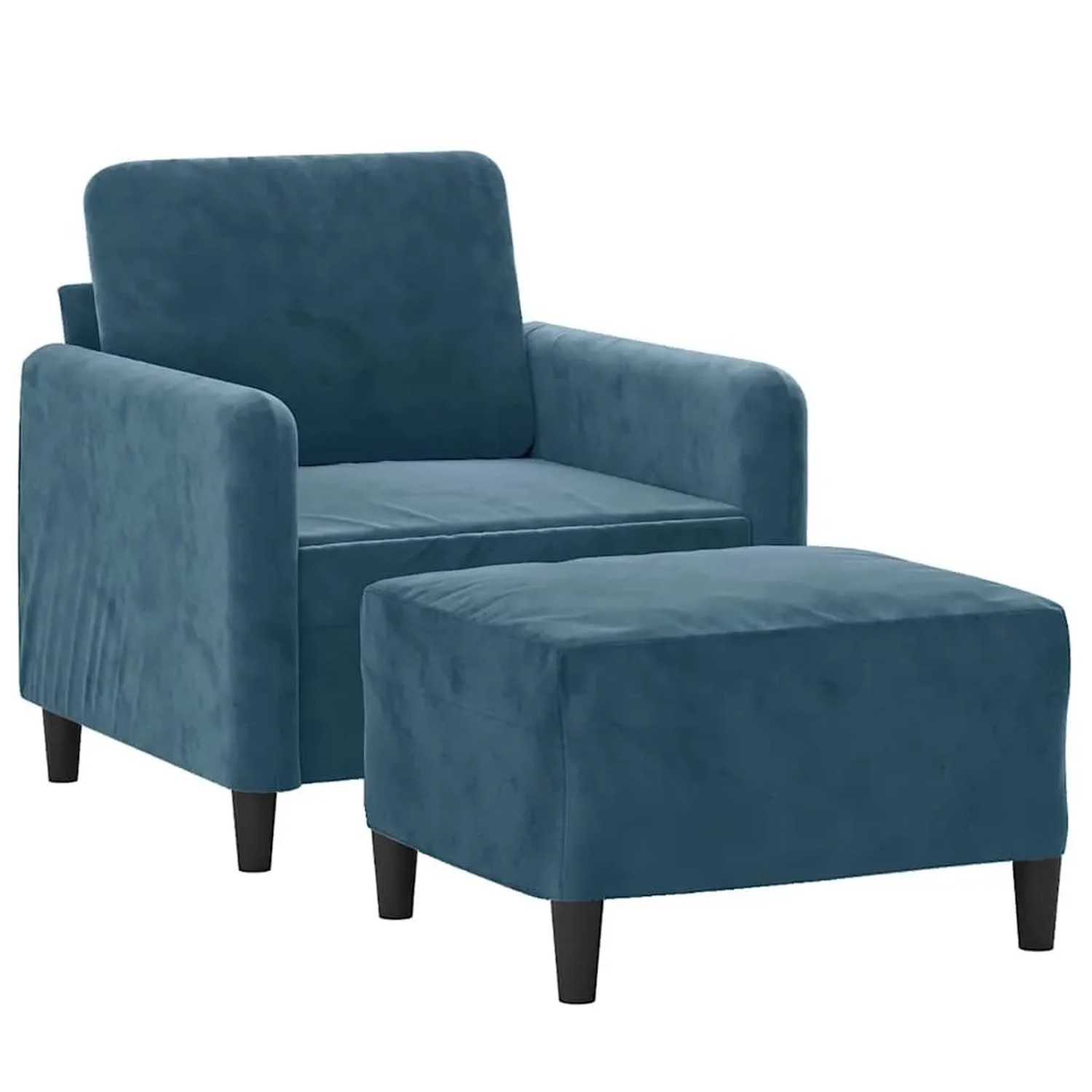 vidaXL Sessel mit Hocker Blau 60 cm Samt 3201173