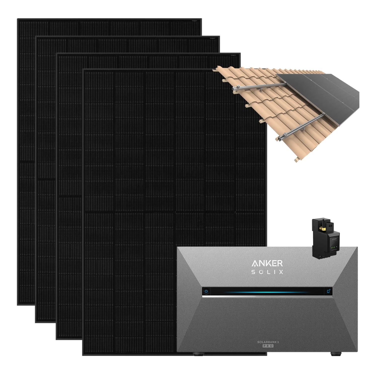 Anker SOLIX Solarbank 3 Pro 1.820 W Balkonkraftwerk mit Smart Meter Halterung Dachziegel