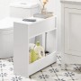 Weißes SoBuy Nischenregal BZR48-W mit Klappe und Ablage im Badezimmer.