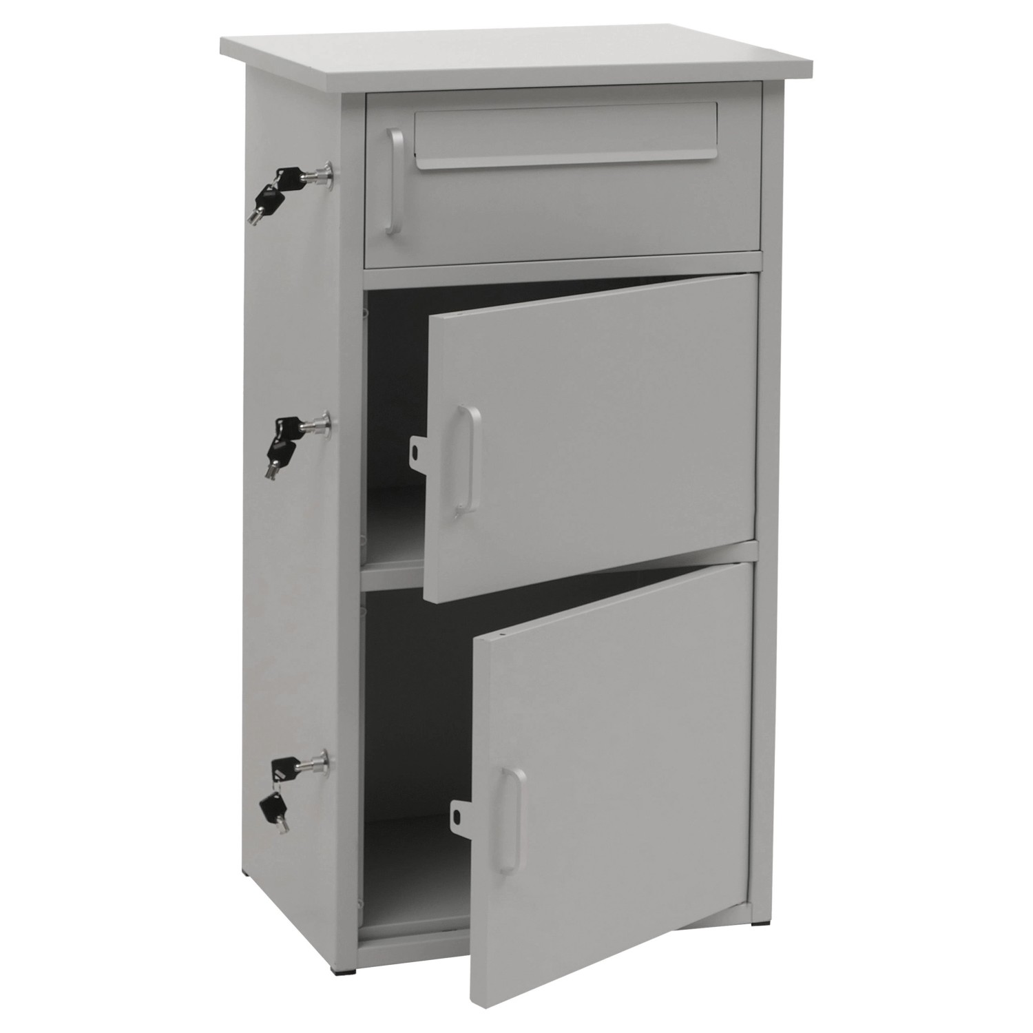 PROREGAL Paketkasten Mit 3 Fächern HxBxT 89x49x38cm Stahl Grau Paketbox Pak günstig online kaufen