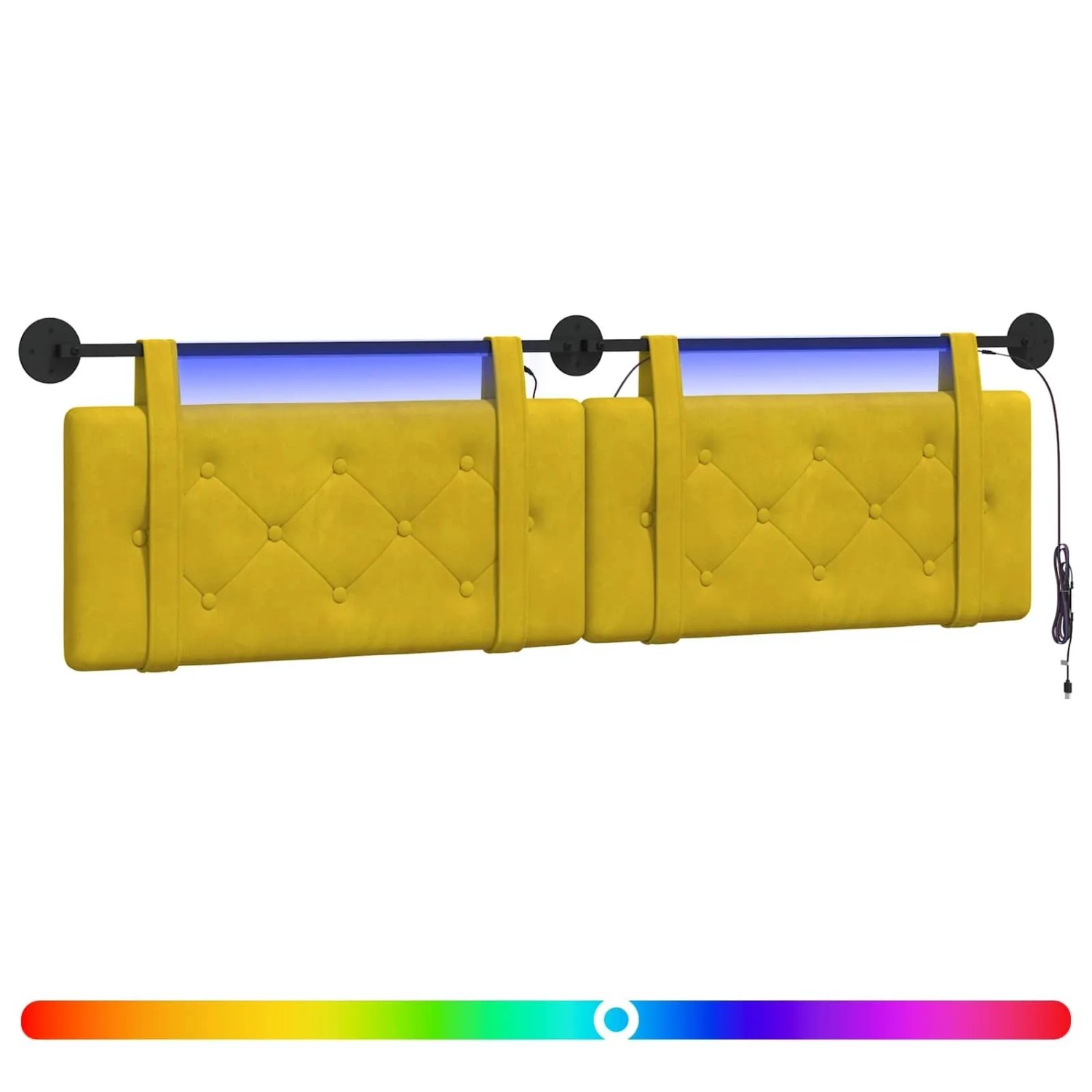 vidaXL Hängendes Kopfteil Mit LED Licht Gelb Samt 3424225