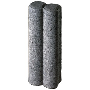 Anthrazitfarbenes 2er-Element Rundpalisade aus Beton für Beeteinfassungen.