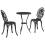 Schwarzes 3-teiliges vidaXL Garten Bistro Set aus Aluminium für Terrasse und Garten.