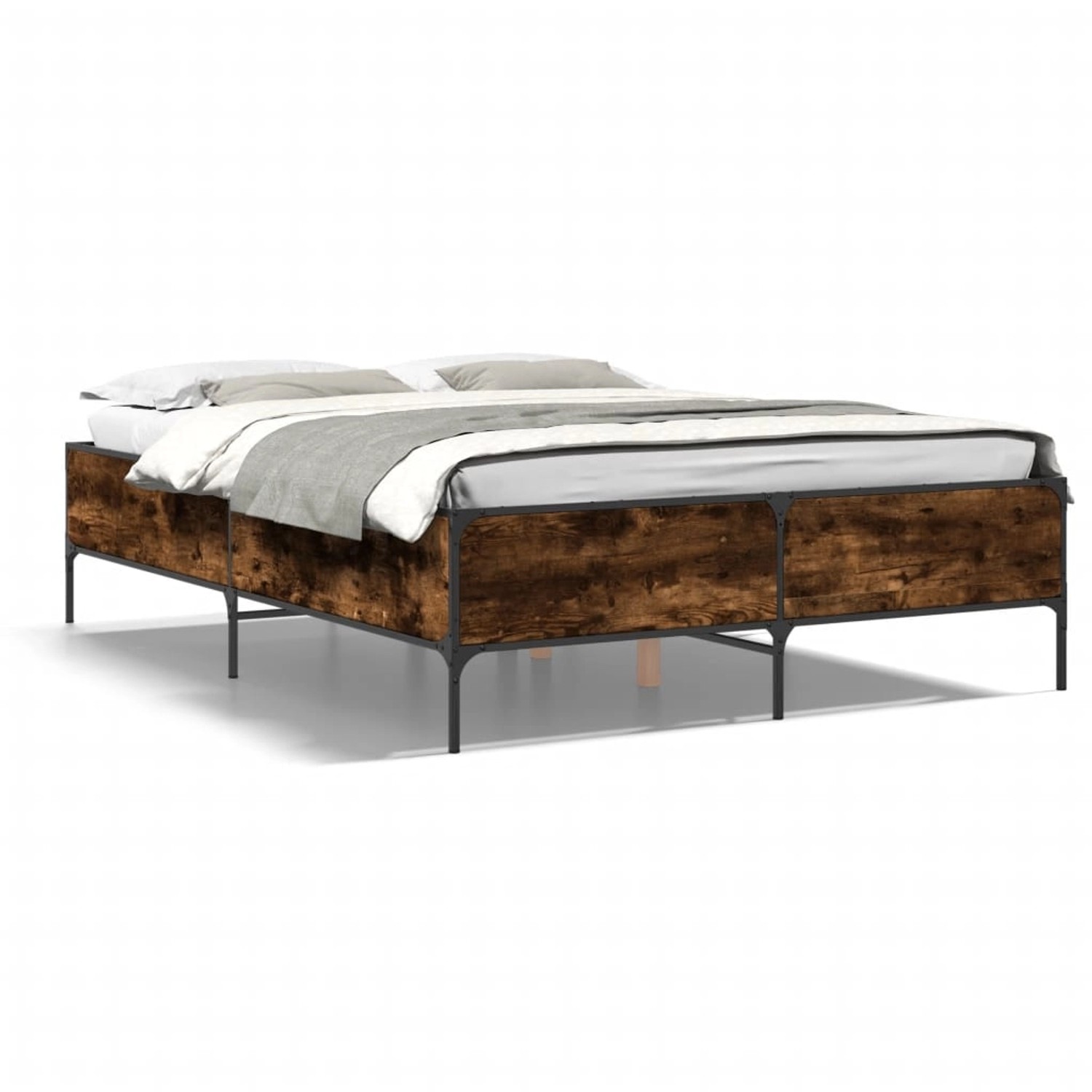 vidaXL Bettgestell Räuchereiche 140x200 cm Holzwerkstoff und Metall 3279799 günstig online kaufen