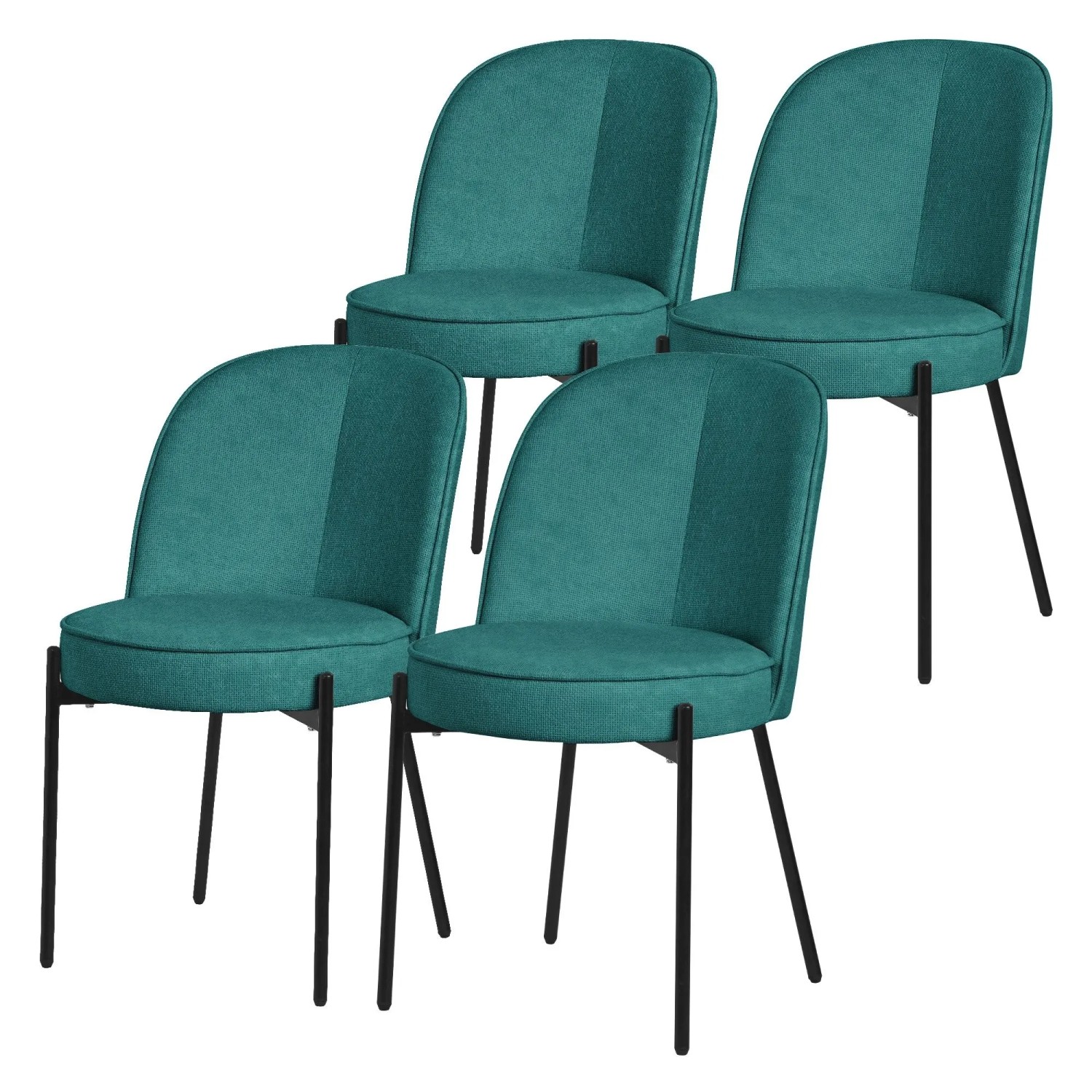 ML-Design Esszimmerstühle 4Er Set Petrol mit Metallbeine-Stoffbezug