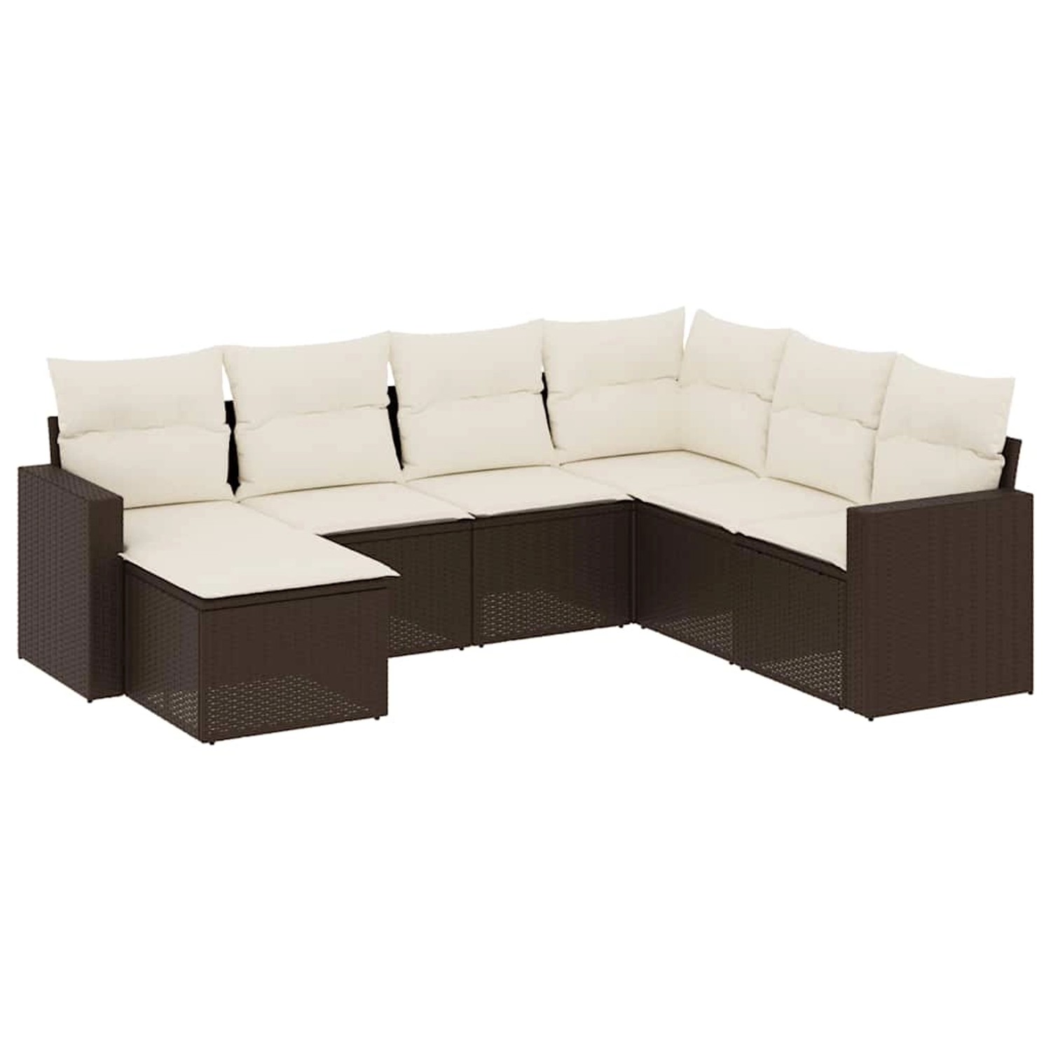 vidaXL 7-Tlg Garten-Sofagarnitur mit Kissen Braun Poly Rattan 3219293 günstig online kaufen