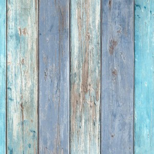 Blaue Holzoptik Tapete für Wohnzimmer, Vliestapete mit Vinylbeschichtung.