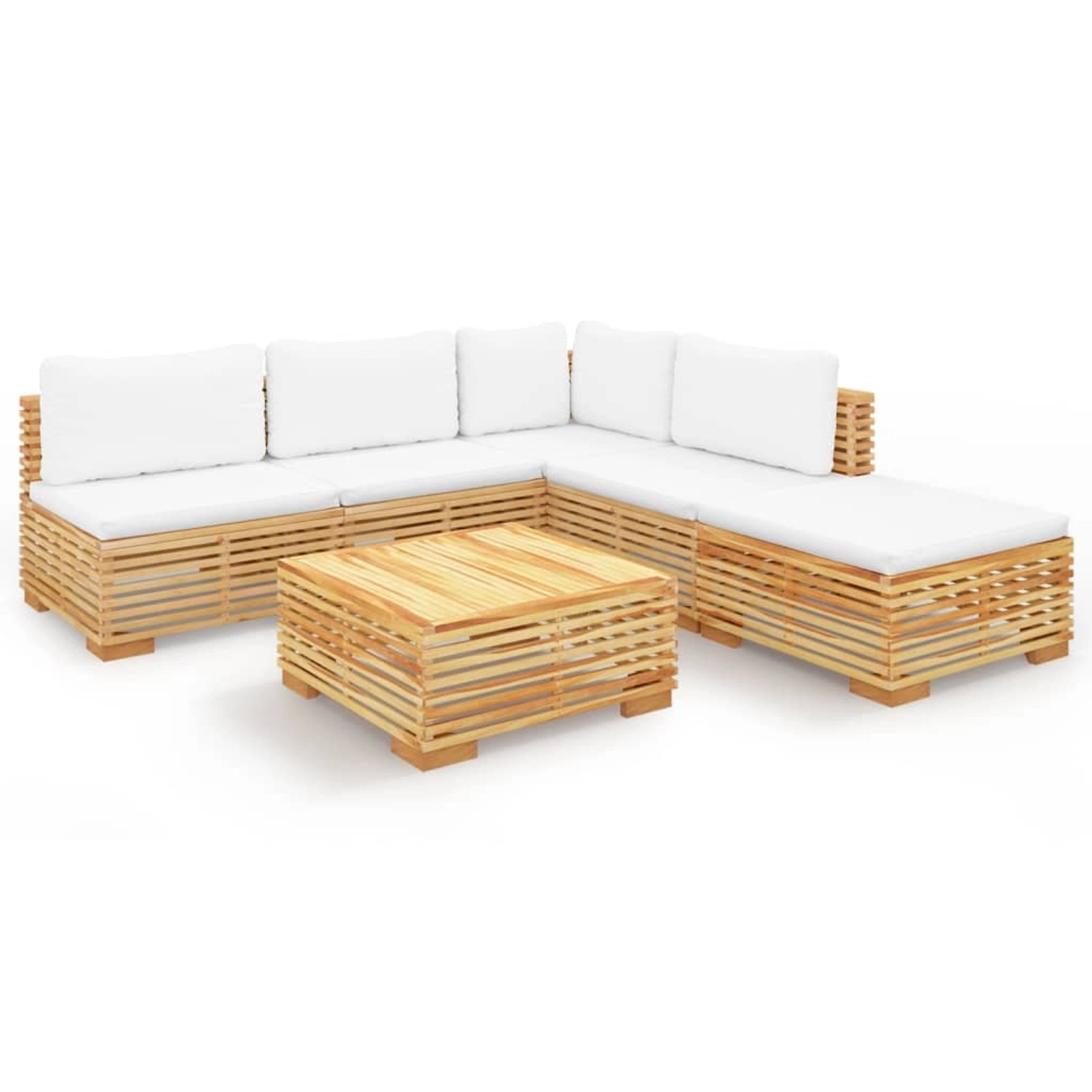 vidaXL 6-tlg Garten-Lounge-Set mit Kissen Massivholz Teak Modell 5 günstig online kaufen