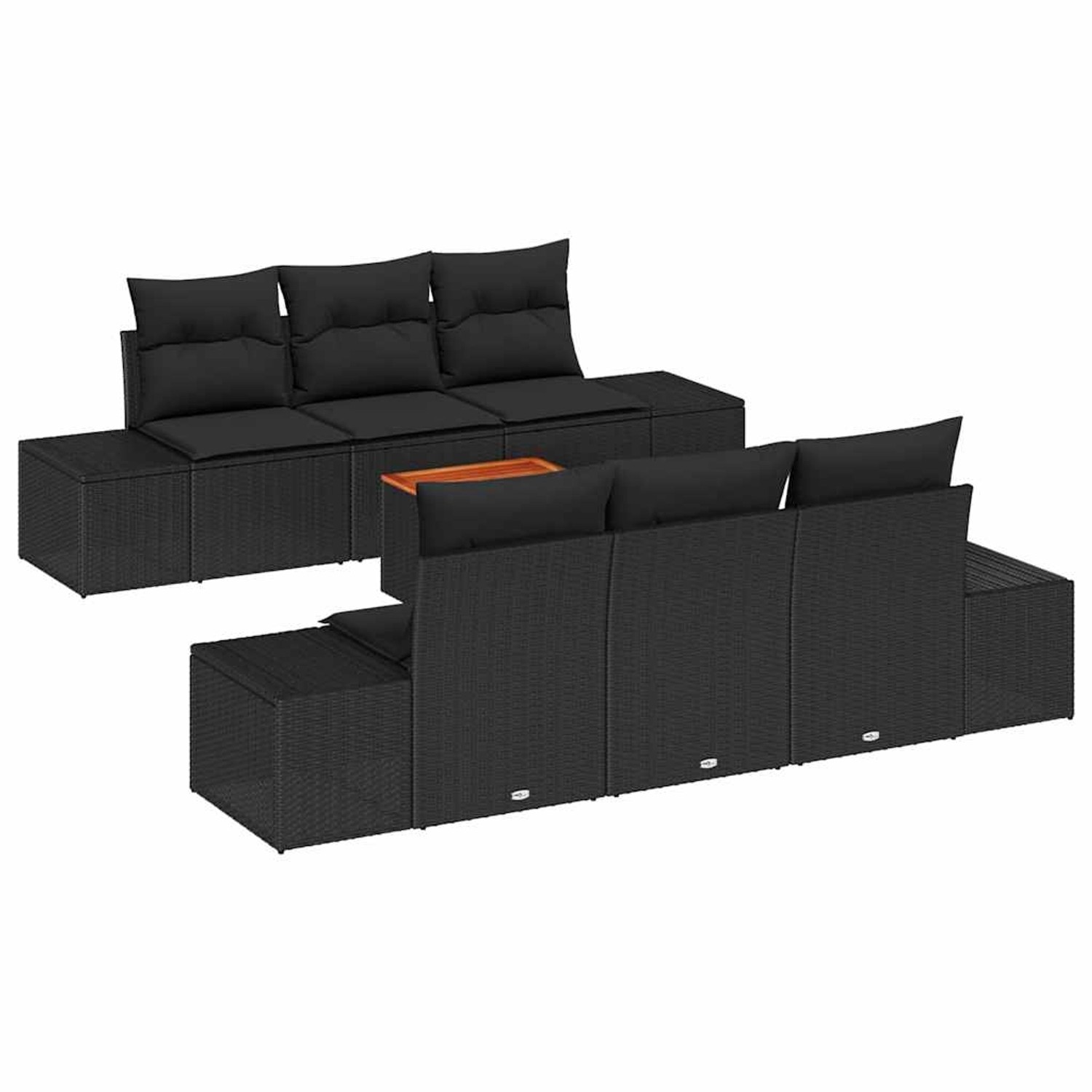 vidaXL Garten-Sofa-Set 7-Tlg Schwarz 3356574 günstig online kaufen