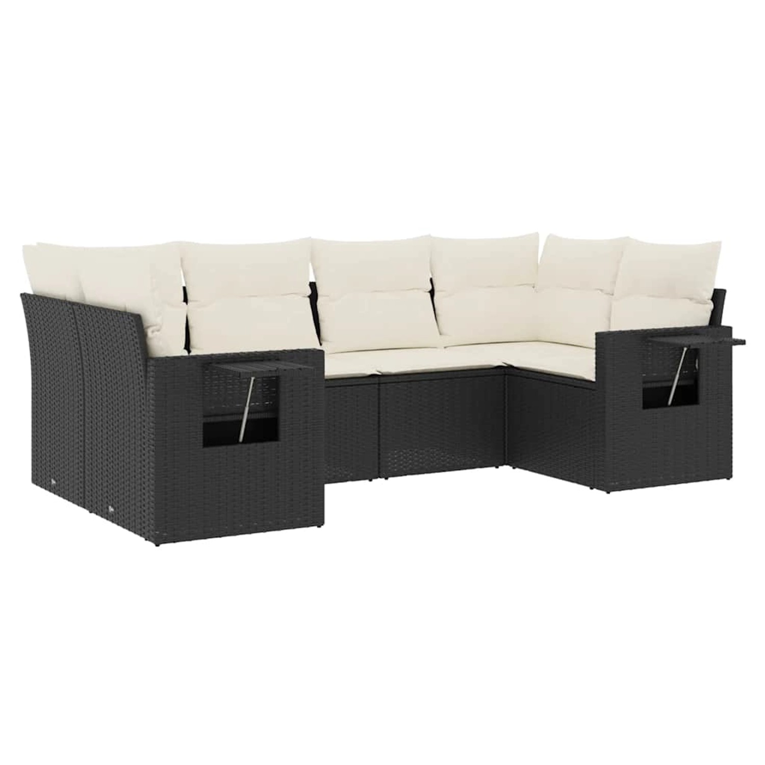 vidaXL 6-Tlg Garten-Sofagarnitur mit Kissen Schwarz Poly Rattan 3252913 günstig online kaufen