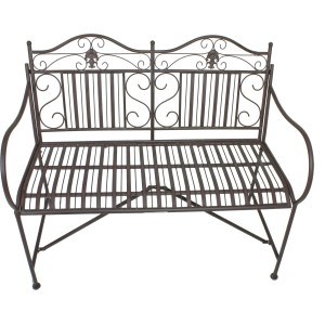 Garten Pleasure Bank Mangan, 106 cm, Stahl, braun-schwarz, mit geschwungenen Ornamenten.