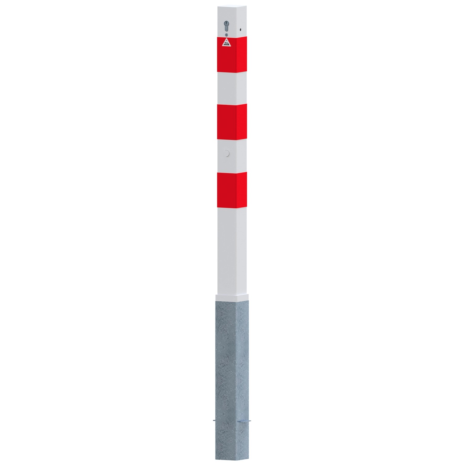 Schake Absperrpfosten Herausnehmbar Profilzylinder Ohne Öse 70 x 70 mm Weiß Rot