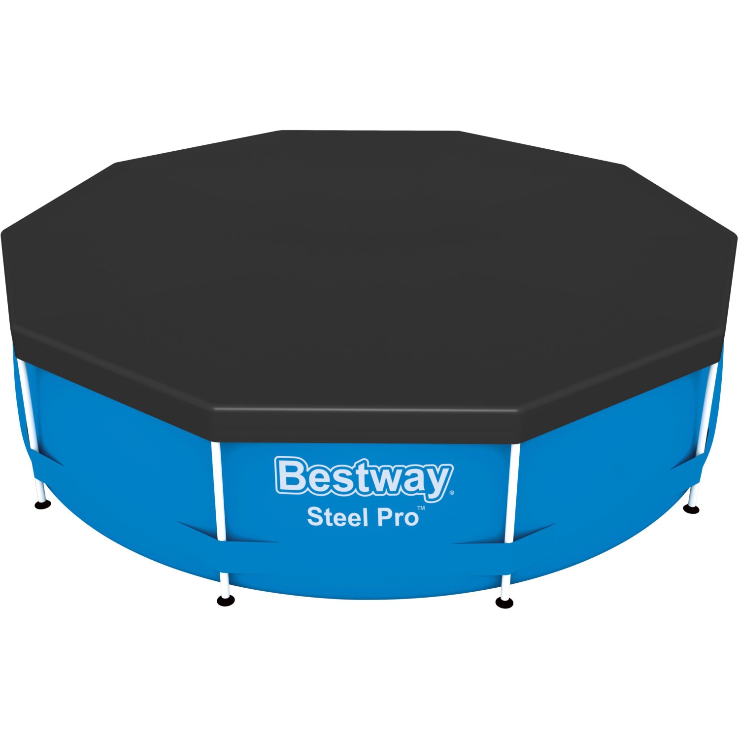 Bestway Pool Abdeckplane, schwarz, für Pools mit Ø 305 cm. Runde PVC-Plane zum Schutz vor Schmutz.