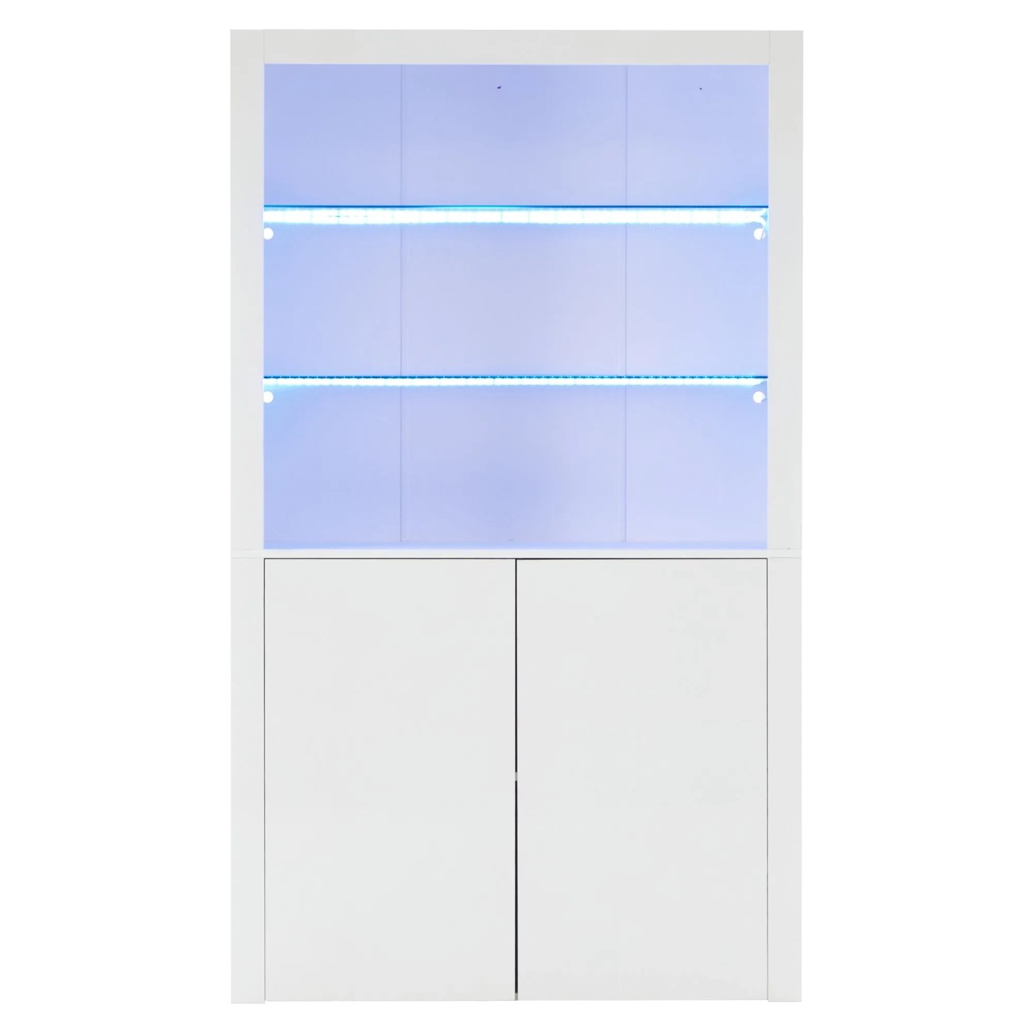 ModernLuxe Highboard Hochglanz mit 2 Türen Led Beleuchtung Hartglas MDF Weiß