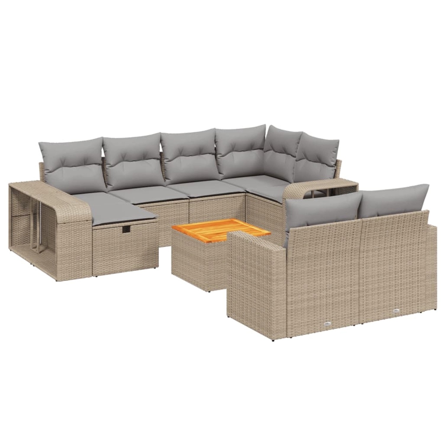 vidaXL 11-Tlg Garten-Sofagarnitur mit Kissen Beige Poly Rattan 3266259 günstig online kaufen