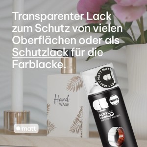 COSMOS LAC Klarlack Spray Matt Transparent & Wasserfest 400 ml Acryl Lack Sprühlack Lackspray für Kunststoff Metall Holz uvm