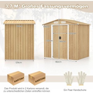 Costway Gerätehaus Metall Natur 196 x 142 x 186 cm