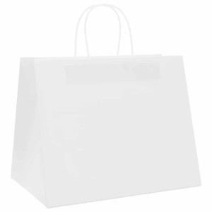 Weiße Papiertragetasche mit Henkeln, 32x22x24 cm, 250er Pack für Geschenkartikel.