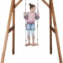 Braune Axi Einzelschaukel aus Holz mit Kind. Ideal für Garten & Outdoor.