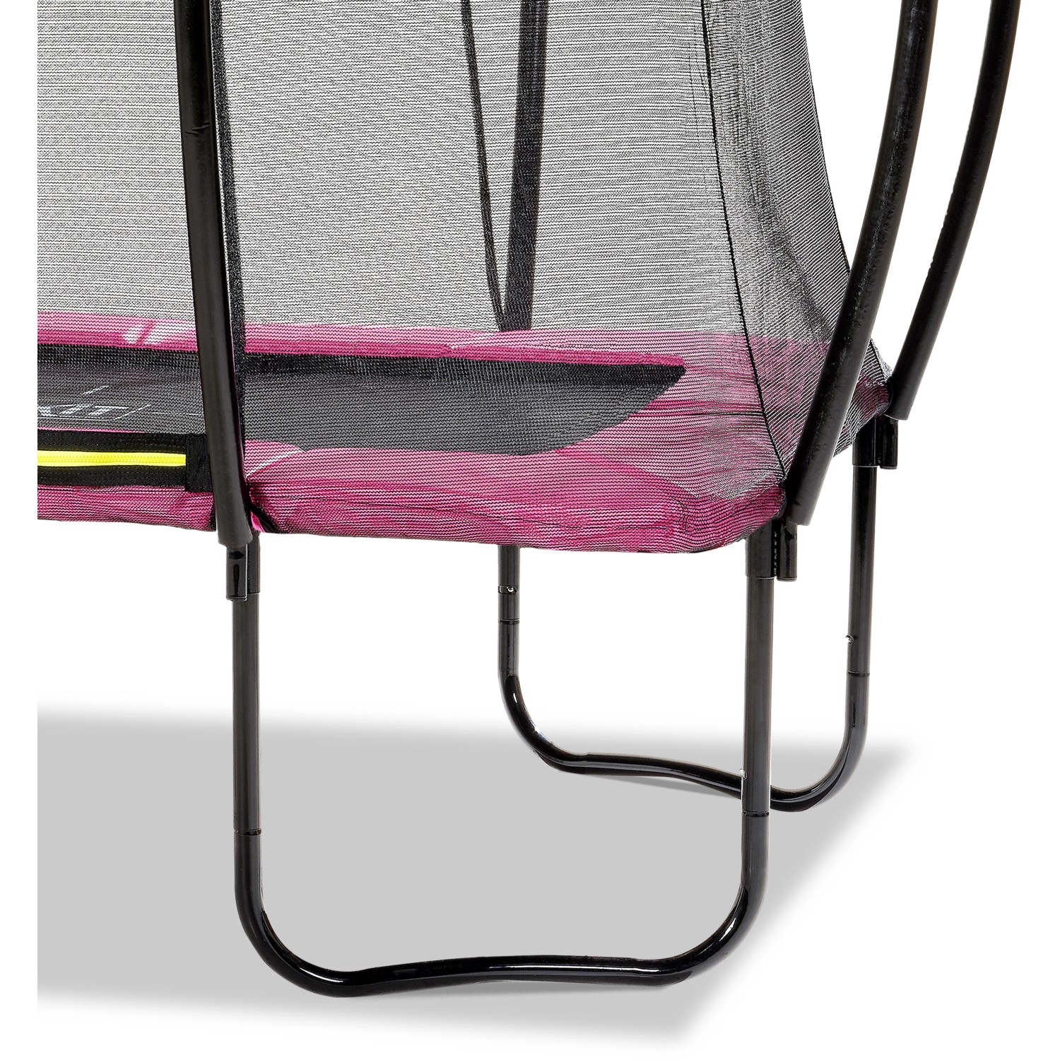 Detailansicht: Rosa EXIT Silhouette Gartentrampolin 153x214cm mit Sicherheitsnetz und Fußschutzsystem.