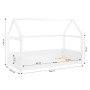 Weißes Homestyle4u Kinderbett Hausbett 90x200 cm mit Rausfallschutz und Lattenrost.