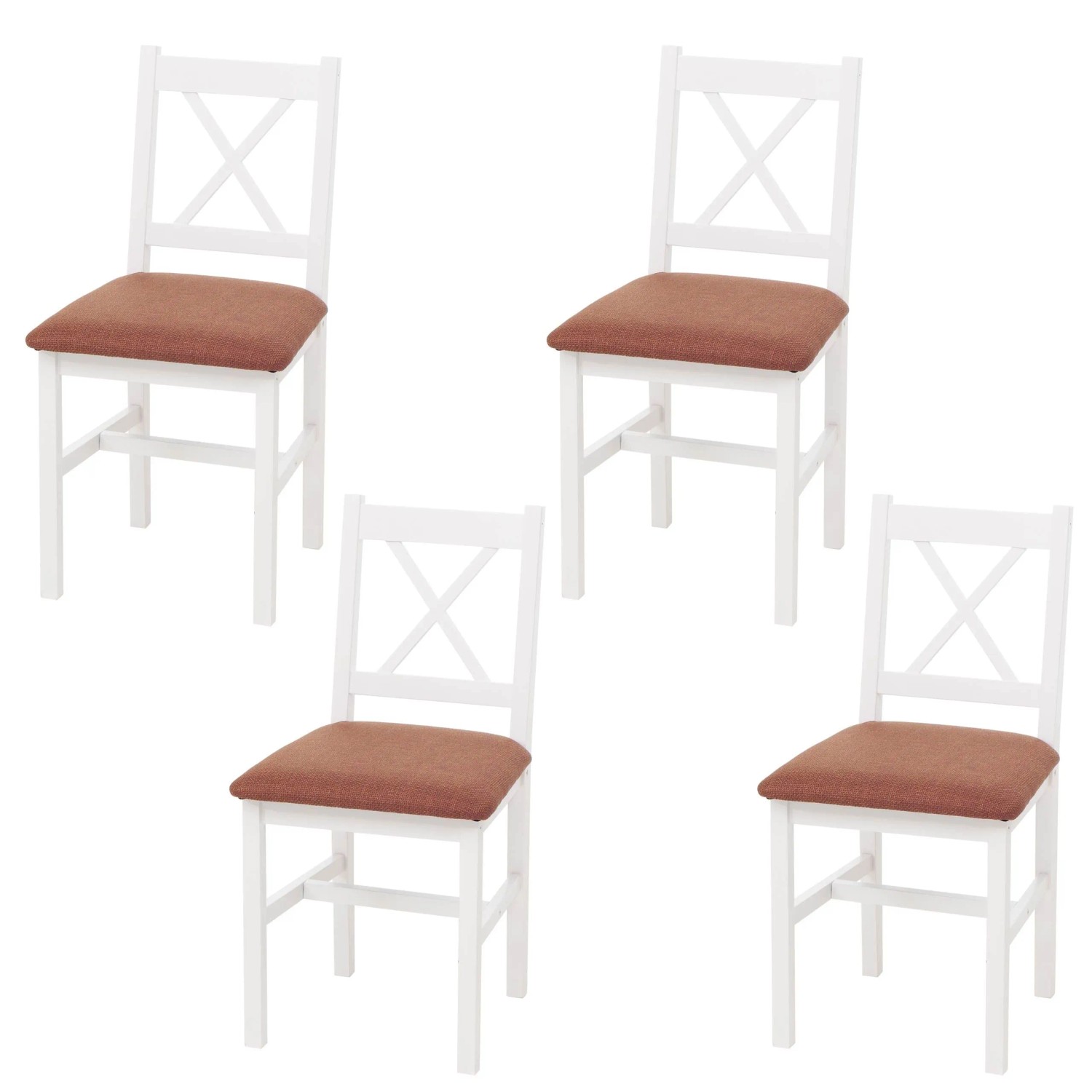 MCW Esszimmerstuhl F77 4er-Set Weiß Polster Terrakotta günstig online kaufen