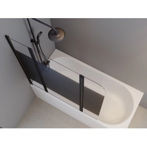 Aurlane Badewannenfaltwand Black Lines, 3-teilig, schwarz, 125x140cm auf Badewanne.