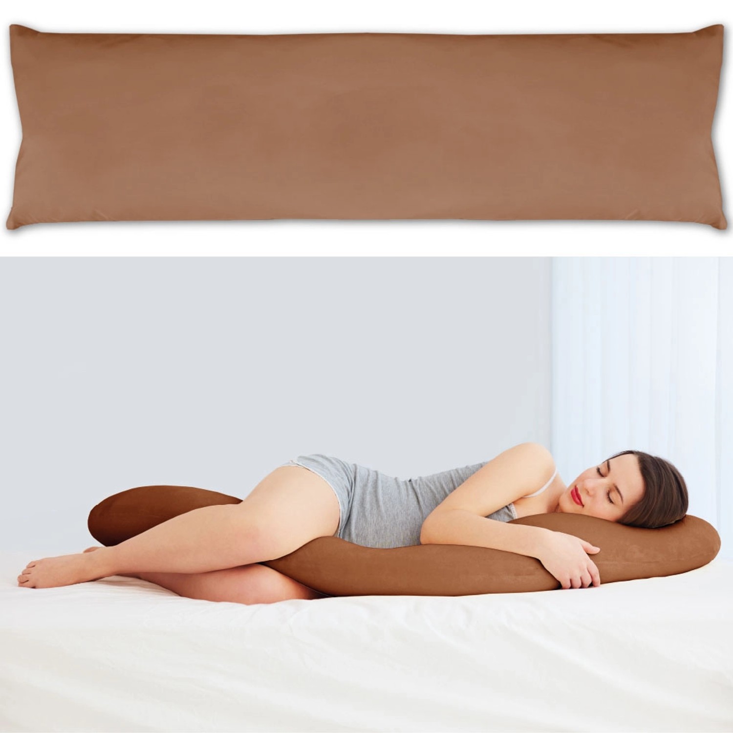 Bestlivings Seitenschläferkissenhülle, 40x120 cm, braun. Bezug für bequemen Schlaf.